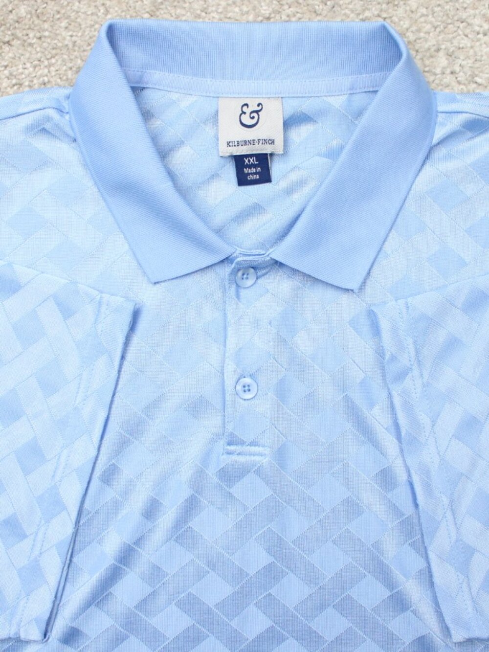 Kilburne & Finch Polo Shirt Mens 2XL XXL‎ Blue Geometric 100% Rayon Short Sleeve